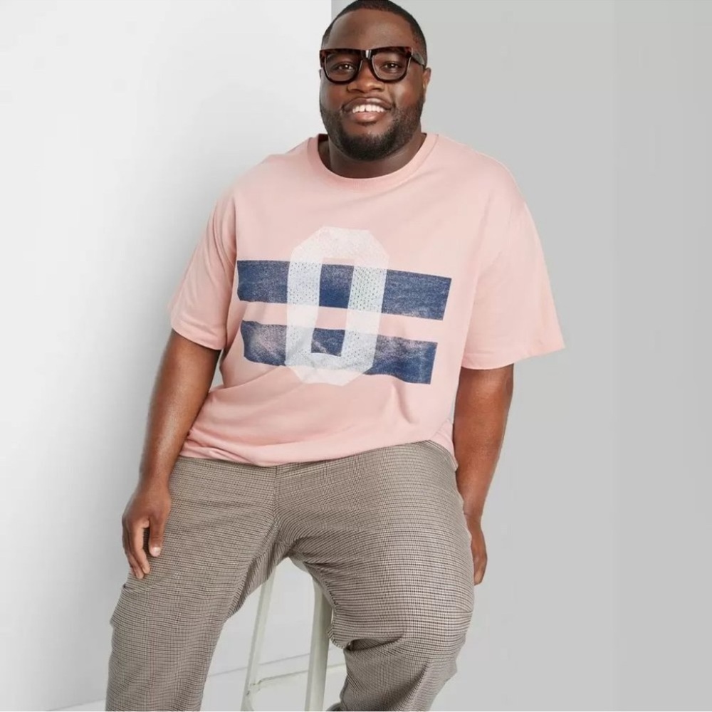 Original Use Adult Pink Football Jersey Style Graphic T-Shirt Medium Tall